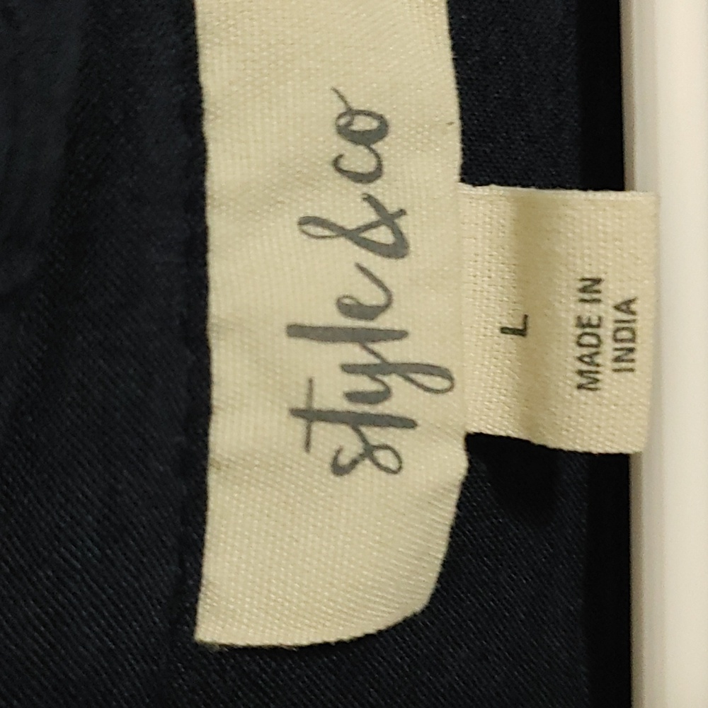 Style & Co. Sleeveless Navy Blouse Sz Large Relaxed Fit EUC - Picture 2 of 5